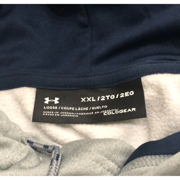 Under Armour Mens 2XL Gray & Blue Hoodie Pullover Sweatshirt - Picture 3 of 5